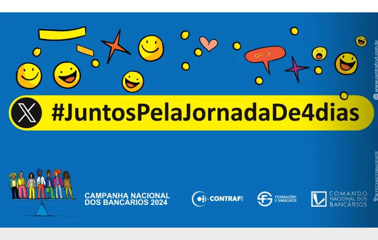 Em tuitaço, nesta terça (2), bancários pedem jornada reduzida para 4 dias