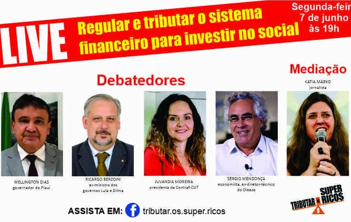 Live debaterá regulação e tributação do sistema financeiro